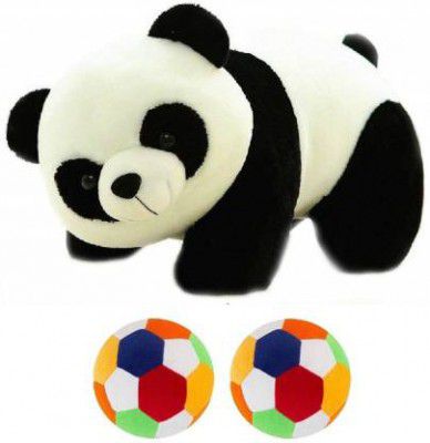 MPR ENTERPRISES Panda & softball soft toy for kidschildren & girls playing teddy bear in size of 30 & 9 cm long ,Set of 2 - 30 cm  (Multicolor)