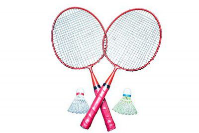 MSB SPORTS 2 Pcs Set Badminton Racket for Kids - Baby Badminton Aluminum Toy Set for Children with Shuttlecocks and Backpack, Multicolor A131 (Multicolour)