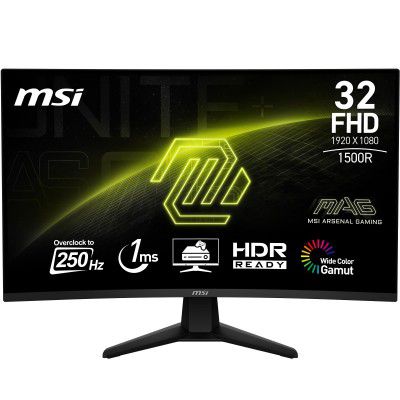 MSI MAG 32C6X 32" FHD Curved Gaming Monitor (250Hz OC, 1ms MPRT, VA Panel, Adaptive Sync, DP 1.4, HDMI 2.0)