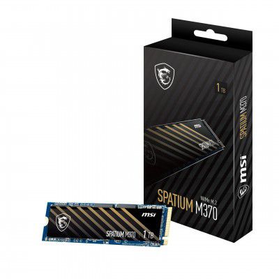MSI SPATIUM M370 NVMe M.2 1TB Internal SSD PCIe Gen3x4, NVMe 1.3, 3D NAND 1600 TBW, Blue