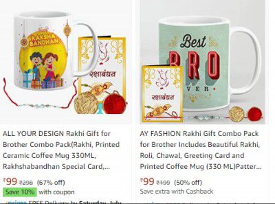 Mug & Rakhi Gift Starting From Rs 90