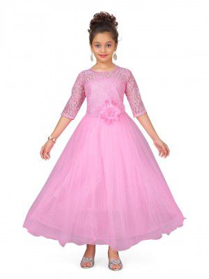 muhuratam Girl's Polyester A-Line Maxi Dress