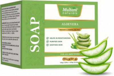 Multani Natural Aloe Vera Handmade Soap (Pack of 3) I Moisturize & Hydrate Skin-  (3 x 125 g)
