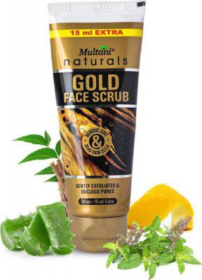 Multani naturals Gold Face Scrub | Gently Exfoliates & Unclogs Pores - Scrub  (65 ml)
