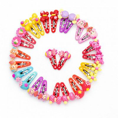Multi Design Clip with Storage Box, 4 cm Small Hair Clips for Baby Girls & Kids