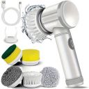 Multi-Functional Electric Cleaning Brush 5 in 1 Magic Power Scrubber Household Cleaning Tools Spin Scrubber with 5 Brush Heads, Buffer Polisher, for Bathroom, Shower, Tub, Kitchen Floor...