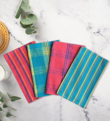 Multicolor 100% Cotton Patterned 200 GSM Multipurpose Hand Towel Set (4Ps)