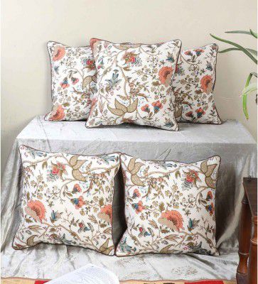 Multicolor Cotton Floral 16x16 inches Cushion Covers (Pack of 5)