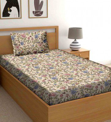 Multicolor Floral 150 TC Microfiber Single Bedsheet With 1 Pillow Cover Rediant Collection
