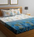 Multicolor Floral 280 TC Glace Cotton Queen Sized Bedsheet with 2 Pillow Covers...