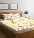 Multicolor Floral 300 TC Cotton Blend Queen Sized Bed Sheets with 2 Pillow Covers...