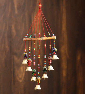Multicolor Metal Handcrafted Decorative Elephant Hanging Bell