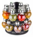Multipurpose Revolving Plastic Spice Rack 16 Piece Condiment Set, Silver Finish (Clear)...