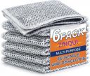 Multipurpose Wire Dishwashing Rags, Non-Scratch Wire Dishcloth, Stainless Steel Scrubber, Pack of 6, Machine Washable...