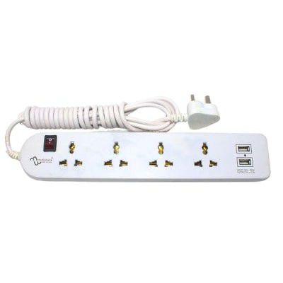 MULTYBYTE 4 Socket 2 USB Port Outlet Extension Board, High Speed, Fast Charging- Power Strip, Surge Protector