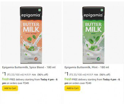 [Mumbai Only] Epigamia Flavoured Buttermilk @ ₹1  