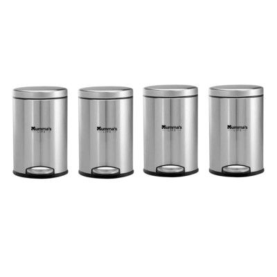 Mumma's LIFE Stainless Steel Plain Pedal Dustbin (Pack of 4 (7 Litre (8x13 Inch))