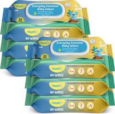 Mumta Soft Cleansing Baby Wipes with Aloe Vera & Vitamin E - 80 Counts/Pack (Set of 6)  (480 Wipes)