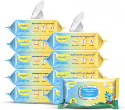 Mumta Soft Cleansing Baby Wipes with Aloe Vera & Vitamin E 80 Counts/Pack (Set of 10)  (800 Wipes)