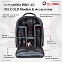 Murano Pixelron Camera Backpack for SLR/DSLR Camera, Waterproof, Lightweight Backpack With Rain Cover, Leans Accessories Carry Case for All DSLR Cameras-Made In India-Black...