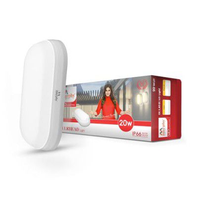 Murphy 20W LED Oval Shape Bulkhead Wall Lamp Cool White, Pack of 1 | 2-Year Warranty