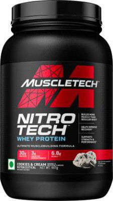 Muscletech NitroTech 30g Protein, 3g creatine monohydrate ultimate muscle building formula Whey Protein  (907 g, Cookies & Cream)