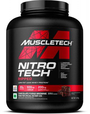 Muscletech NitroTech Ripped Protein Powder for Muscle Support Low Fat Lean Whey Protein  (1.81 kg, Chocolate Fudge Brownie)