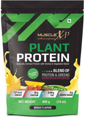 MuscleXP Plant Protein - Natural Protein Powder with Pea Protein Plant-Based Protein  (400 g, Mango Flavour)