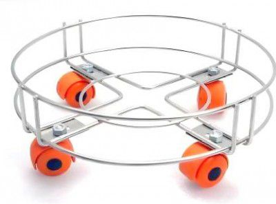 Musky Heavy Stainless Steel Gas Cylinder Trolley With Wheel Lpg Cylinder Stand Gas Cylinder Trolley  (Silver, Pack of 1)