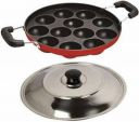 MUSVUZA Non Stick 12 Cavity Aluminium Appam Patra Ponganal Pan Guntapongadalu Pan Paniarakkal ...