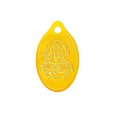 Muthoot Pappachan Swarnavarsham 24K (999) Yellow Gold Oval Ganesha Pendant 2 Gram