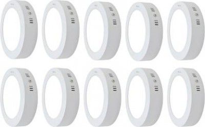 MVL 9 Watts Round Led Surface Down Light, White Pack of 10 Ceiling Light Ceiling Lamp (White)