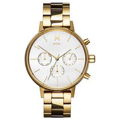 [Extra Rs.956 OFF] MVMT Nova Qtz Multifunction Silver Round Dial Women's Stainless Steel Strap Watch|Ionic Plated Gold Steel Material|Gold Color Band - D-FC01-G