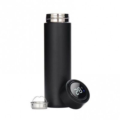 MVP Stainless Steel Temperature Water Bottle Thermos, Double Wall Vacuum Intelligent Cup with LCD Smart Display Travel Hot and Cold Drinks (500 ML, Black)