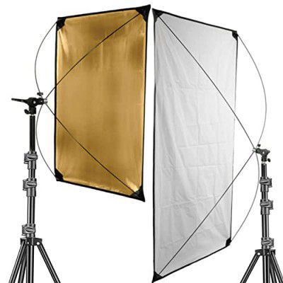 MVPRO Photo Studio Lighting Reflector/Arm (5. Reflector Gold and Silver with Stand)