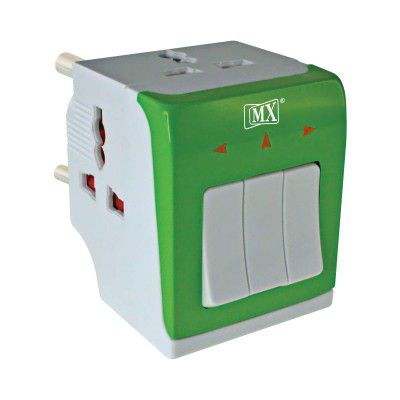 MX 3-in-1 Universal Travel Adapter Multi-Plug with Individual Switch and LED Indicator - 5 Amps - 250 Volts