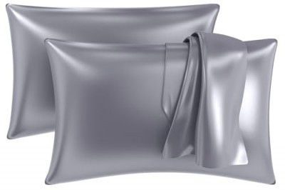 MY ARMOR Premium Satin Silk Pillow Covers for Hair and Skin for Women - 20" x 30" Silk Pillow Cases (Pack of 2) - Grey