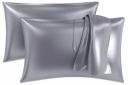 MY ARMOR Premium Satin Silk Pillow Covers for Hair and Skin for Women - 20" x 30" Silk Pillow Cases (Pack of 2) - Grey...