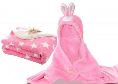 MY NEWBORN Baby Blanket and Wrapper with Shawl- Combo of 2 Pcs.