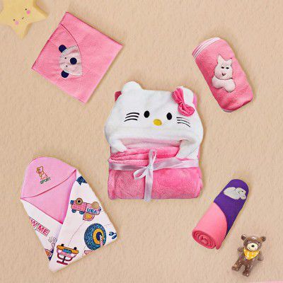 My Newborn Baby Wrapper Blanket Daily USe Gift Hamper-Set of 5 Pcs