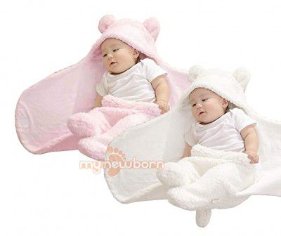 MY NEWBORN Blanket Wrapper Sleeping Bag- Pack of 2 Pc- White & Pink