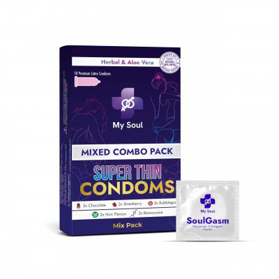 My Soul Ultra Thin Aloe Vera Based Assorted Condoms Pack 