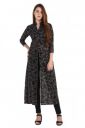 My Swag Women's 3/4 Sleeve Black Color Front Slit Dress...