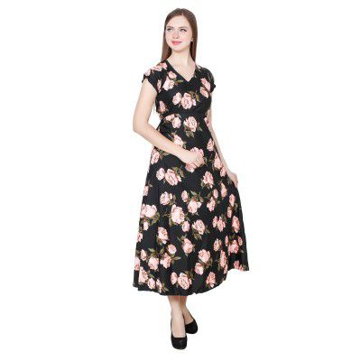 My Swag Women's Floral Print A-line Maxi Dress