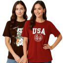 My Swag Womens Graphic T-Shirt Pack of 2, Cotton Casual, Gym, Daily Summer Wear...