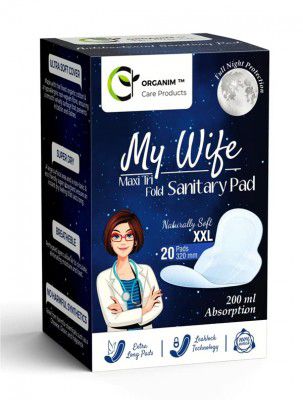 My wife Maxi Sanitary Pad With 200 ml absorption Secure ,320mm XXL Packing of 20 pieces soft gel ,heavy flow for woman Sanitary Pad