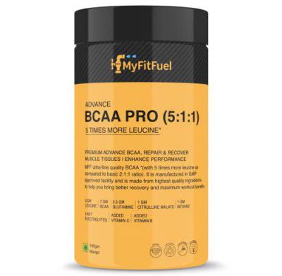 MyFitFuel Advance BCAA Pro (5:1:1), (5 Times Leucine) BCAA, Glutamine, Electrolytes, Betaine, Citrulline Malate, Vitamins. Best Intra Workout Energy Supplement For Men & Women (100g, Mango)
