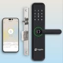 Mygate Smart Door Lock SE with 6 Unlock Methods, Fingerprint, OTP, PIN, RFID Card, Key & Mobile App Access, Unauthorized Freeze & Pin Decoy, Remote Unlocking via OTP| 3-Year Warranty by Mygate, Black...