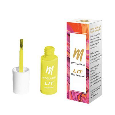 MyGlamm LIT Nail Enamel-No Chill (Yellow)-7ml | Nail Polish