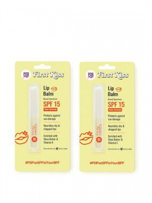 MyGlamm Set of 2 Popxo First Kiss SPF 15 Water-Resistant Lip Balm - 15 g Each